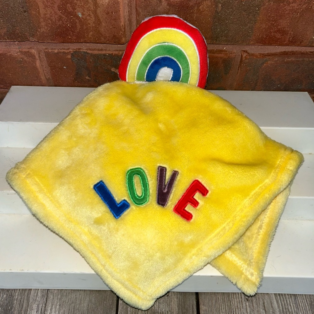 Chick Pea Plush Rainbow Love Baby Lovey Yellow Security Blanket Pride CUTE!!